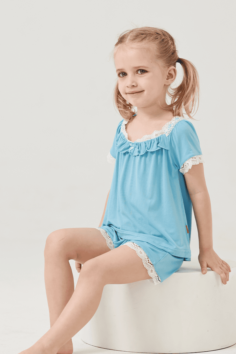 Customized Kids Bamboo Short-Sleeved Long Bottoms Knitted Suit-2416520402