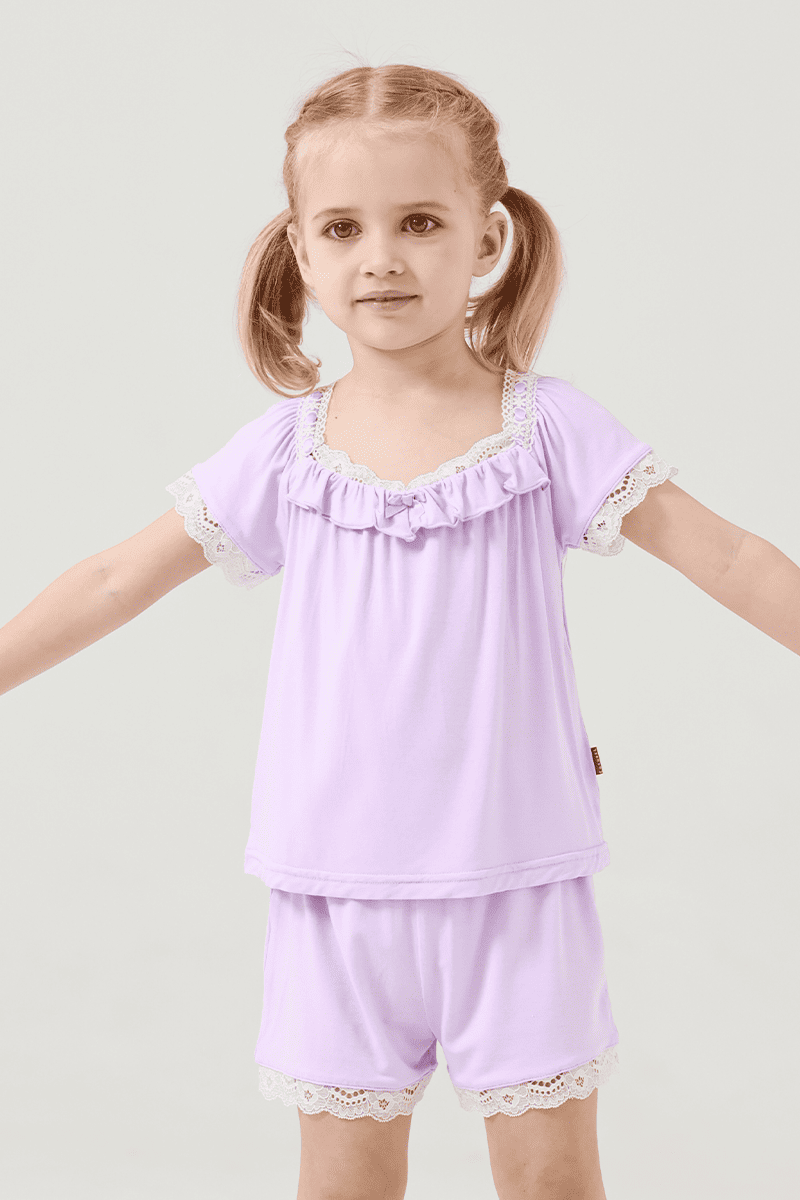 Customized Kids Short-Sleeved Long Bottoms Knitted Suit