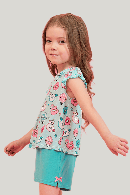 Customized Kids Bamboo Sleeveless Shorts Knitted Suit, Bowknot Pajamas Suit-2416520370