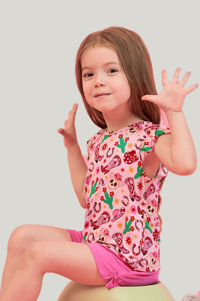 Customized Kids Bamboo Sleeveless Shorts Knitted Suit, Bowknot Pajamas Suit-2416520370
