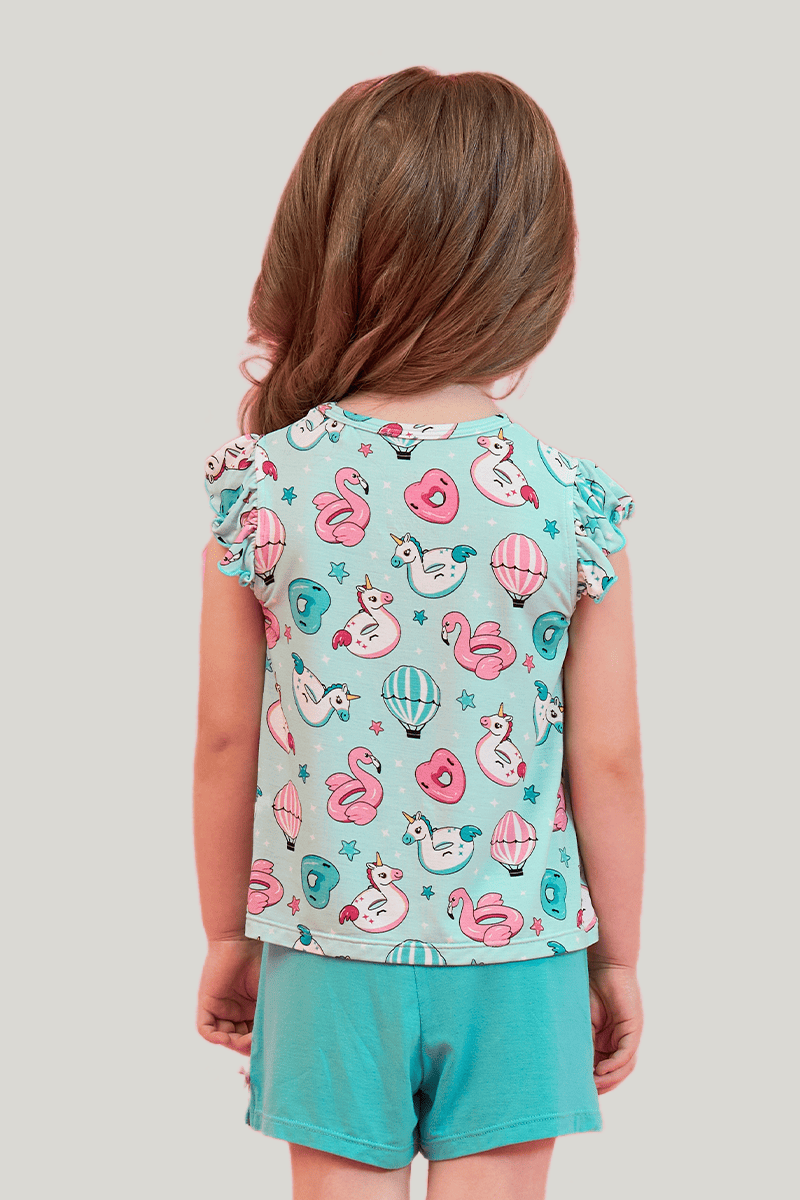 Customized Kids Bamboo Sleeveless Shorts Knitted Suit, Bowknot Pajamas Suit-2416520370