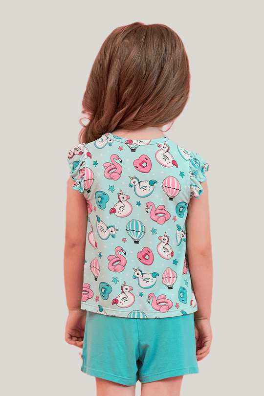 Customized Kids Bamboo Sleeveless Shorts Knitted Suit, Bowknot Pajamas Suit-2416520370