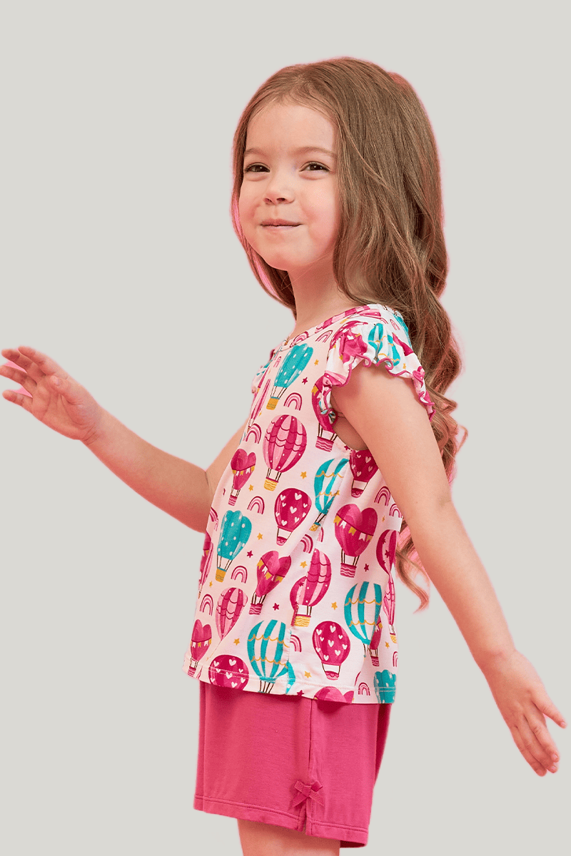 Customized Kids Bamboo Sleeveless Shorts Knitted Suit, Bowknot Pajamas Suit-2416520370