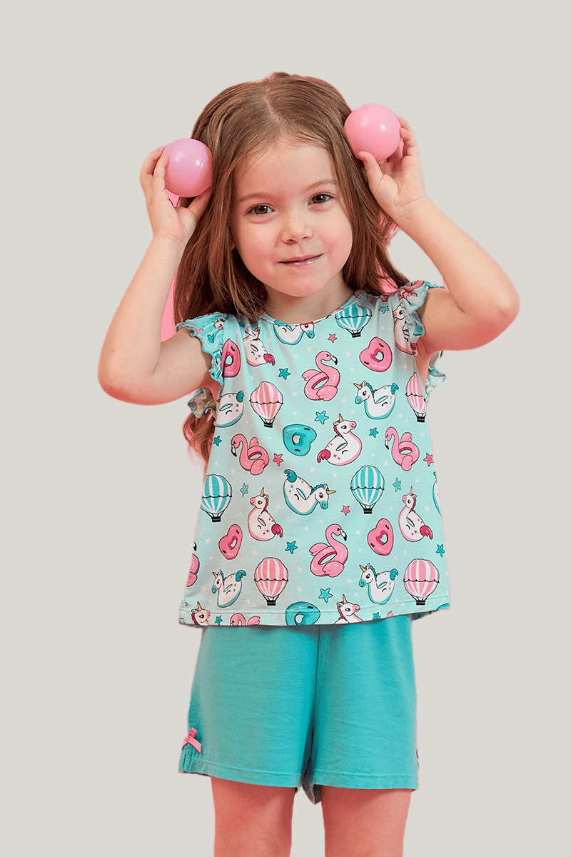Customized Kids Bamboo Sleeveless Shorts Knitted Suit, Bowknot Pajamas Suit-2416520370