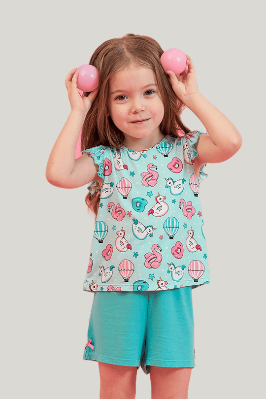 Customized Kids Bamboo Sleeveless Shorts Knitted Suit, Bowknot Pajamas Suit-2416520370