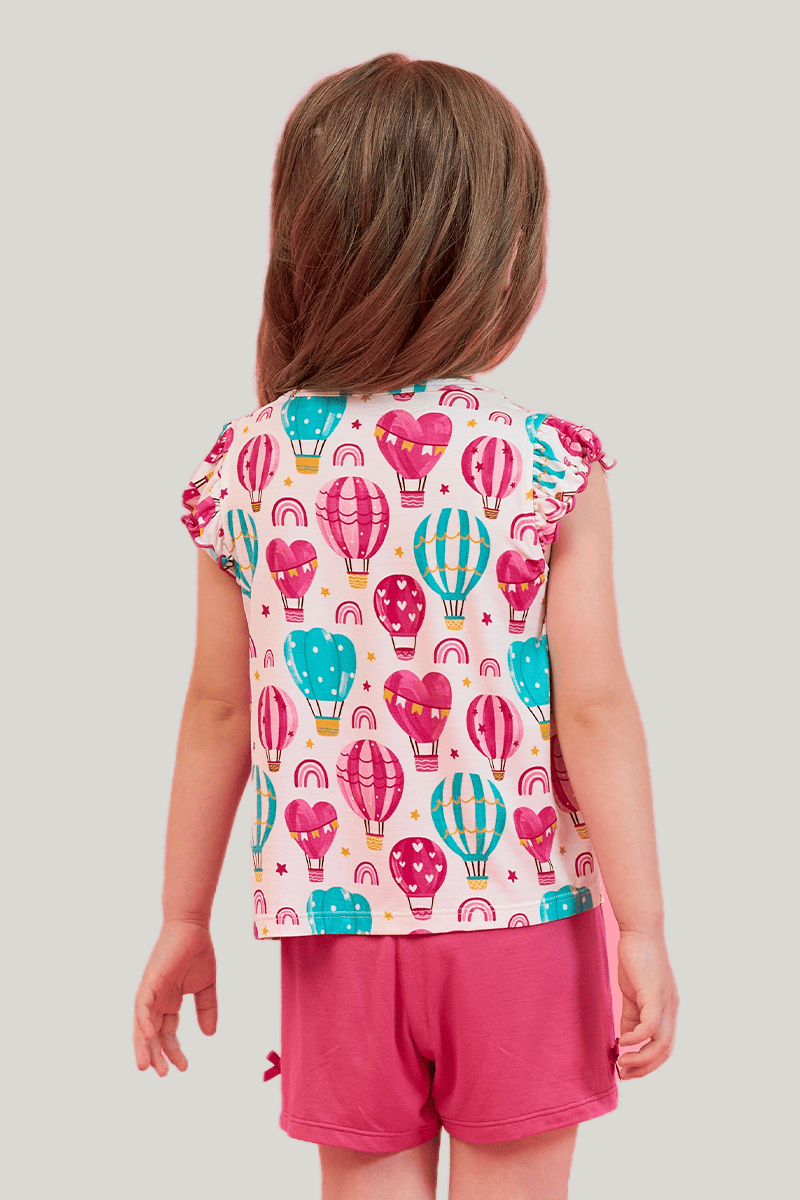 Customized Kids Bamboo Sleeveless Shorts Knitted Suit, Bowknot Pajamas Suit-2416520370