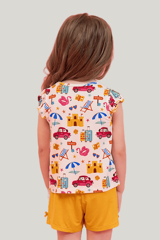 Customized Kids Bamboo Sleeveless Shorts Knitted Suit, Bowknot Pajamas Suit-2416520370