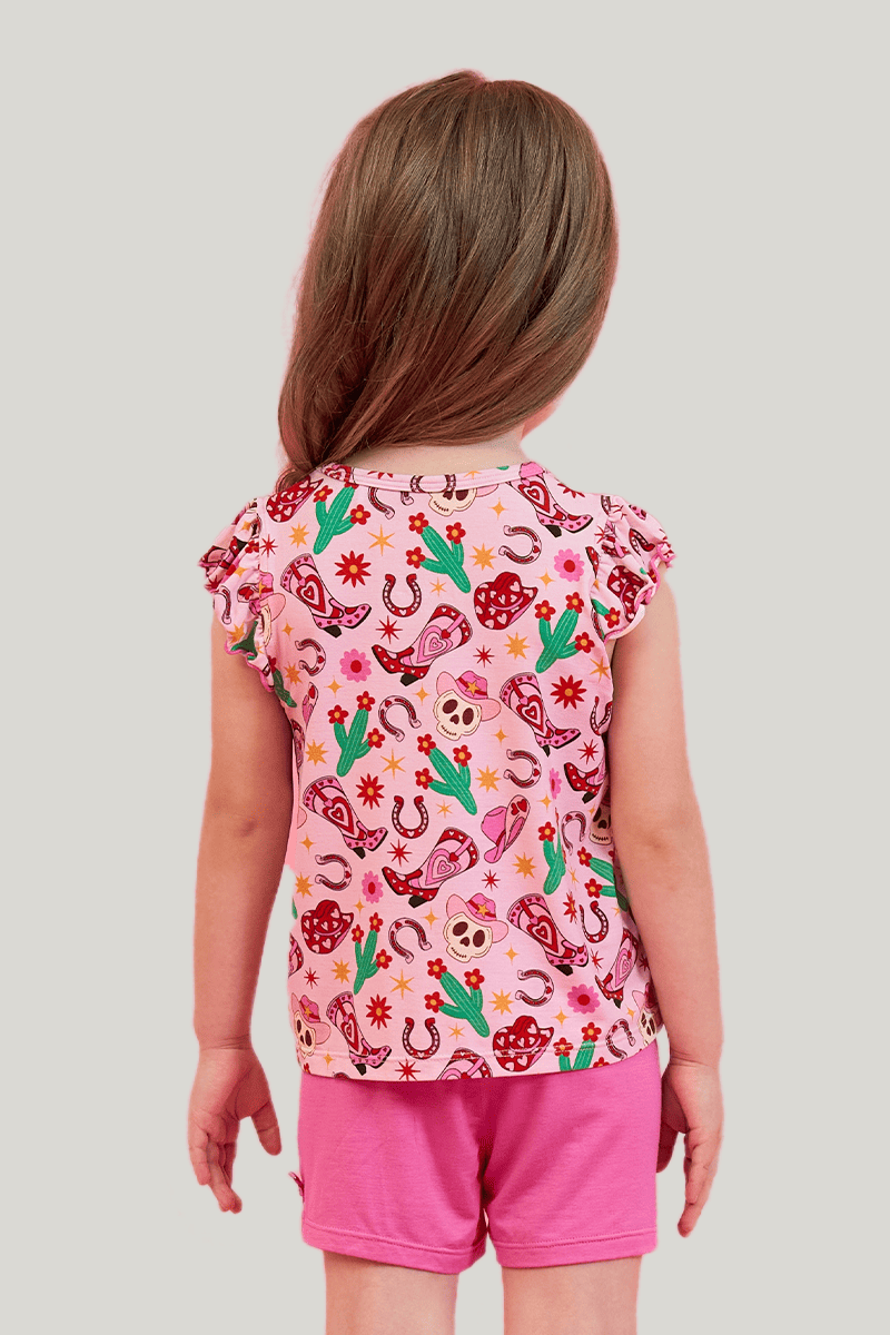 Customized Kids Bamboo Sleeveless Shorts Knitted Suit, Bowknot Pajamas Suit-2416520370