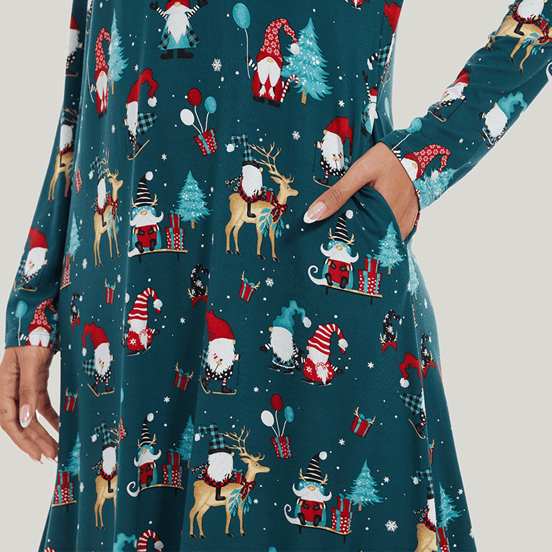 Customized Women'S Bamboo Spandex Christmas Printed Long Sleeve Nightdress-2311820290