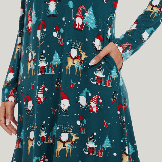 Customized Women'S Bamboo Spandex Christmas Printed Long Sleeve Nightdress-2311820290