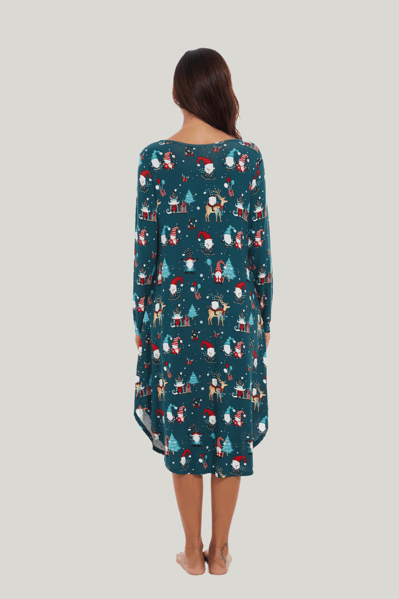 Customized Women'S Bamboo Spandex Christmas Printed Long Sleeve Nightdress-2311820290