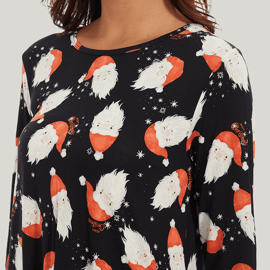Customized Women'S Bamboo Spandex Long Sleeve Christmas Printed Nightdress-2411820046
