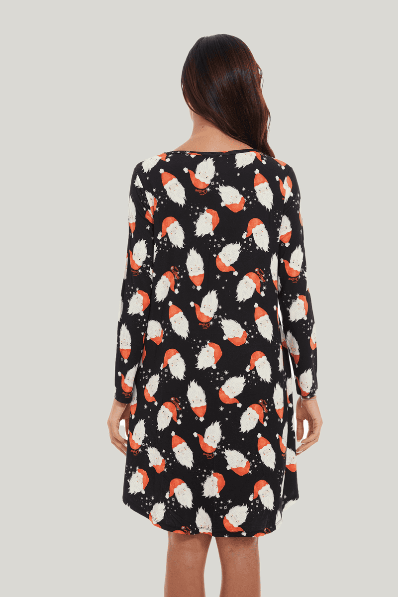 Customized Women'S Bamboo Spandex Long Sleeve Christmas Printed Nightdress-2411820046
