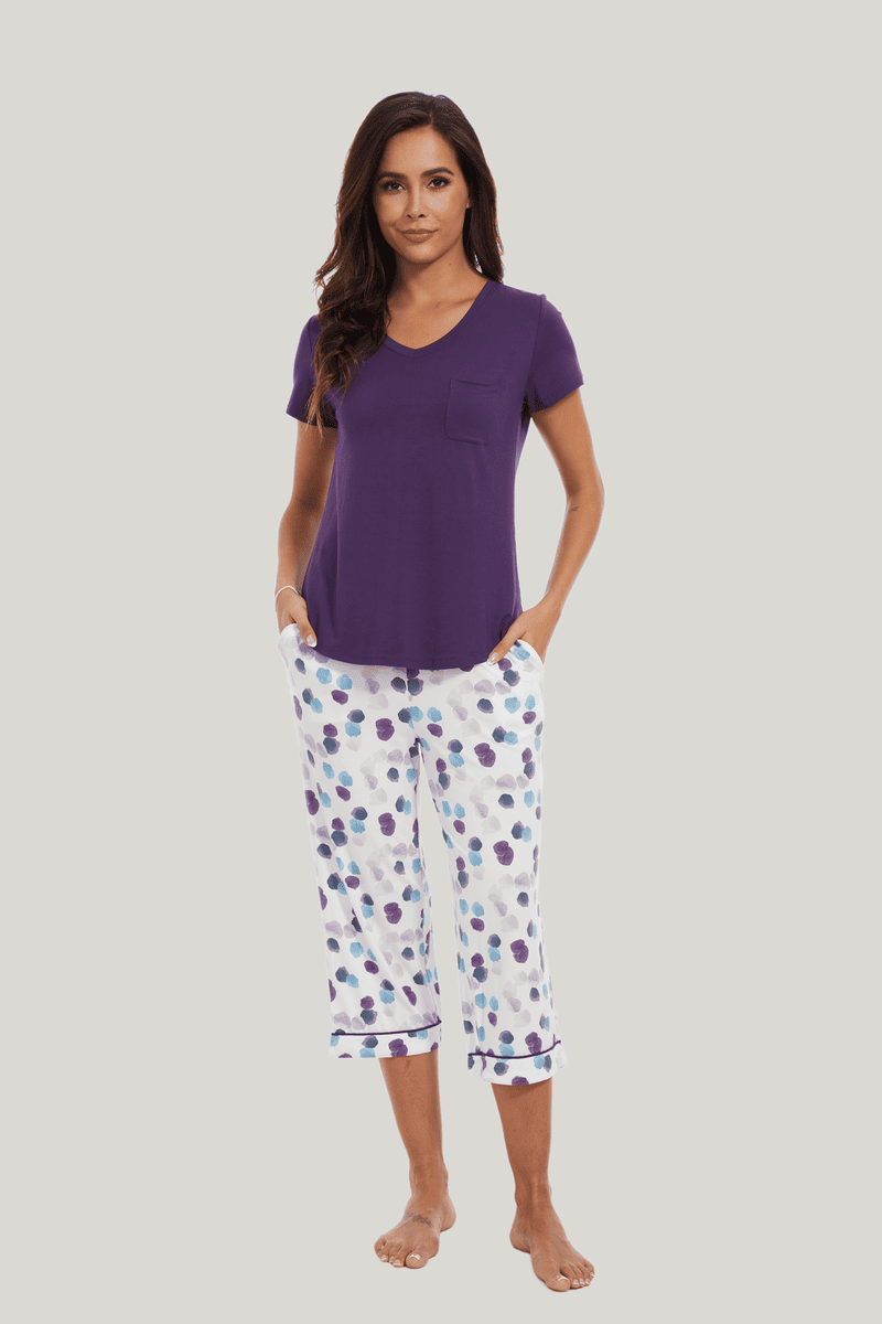 Customized Women'S Short-Sleeved Capri Printed Pjs Factories