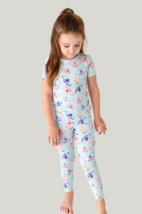 Cute Children’s Knit Short-sleeve Long Pants Bamboo Pajamas Set-2311290134