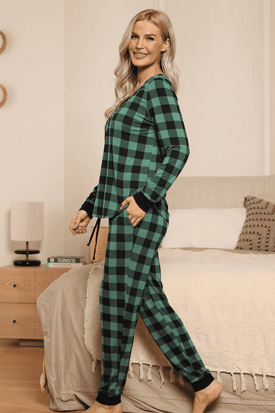 Ladies' Drawstring Tightened Hem Pajama Set-2411740058