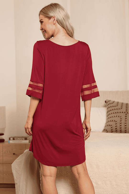 Ladies' Medium Long-Sleeved Bamboo Nightgown-2415500068