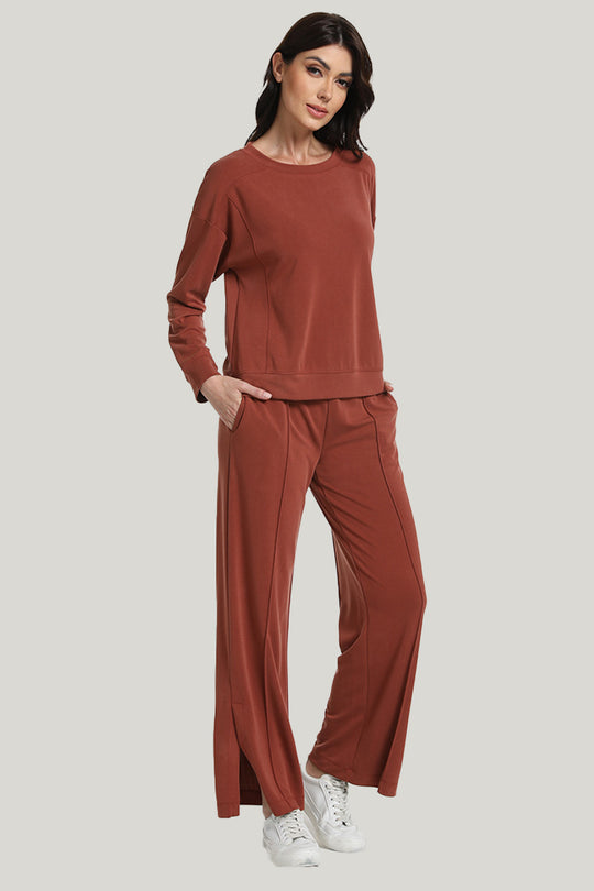 Loose And Elegant Women’s Knit Long-sleeve Long Pants Pajamas Set-2315500099
