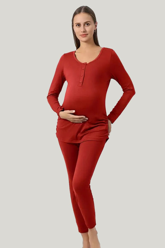 Skin-Friendly Soft Bamboo Fiber Maternity Pajamas Set