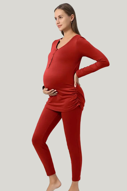 Skin-Friendly Soft Bamboo Fiber Maternity Pajamas Set