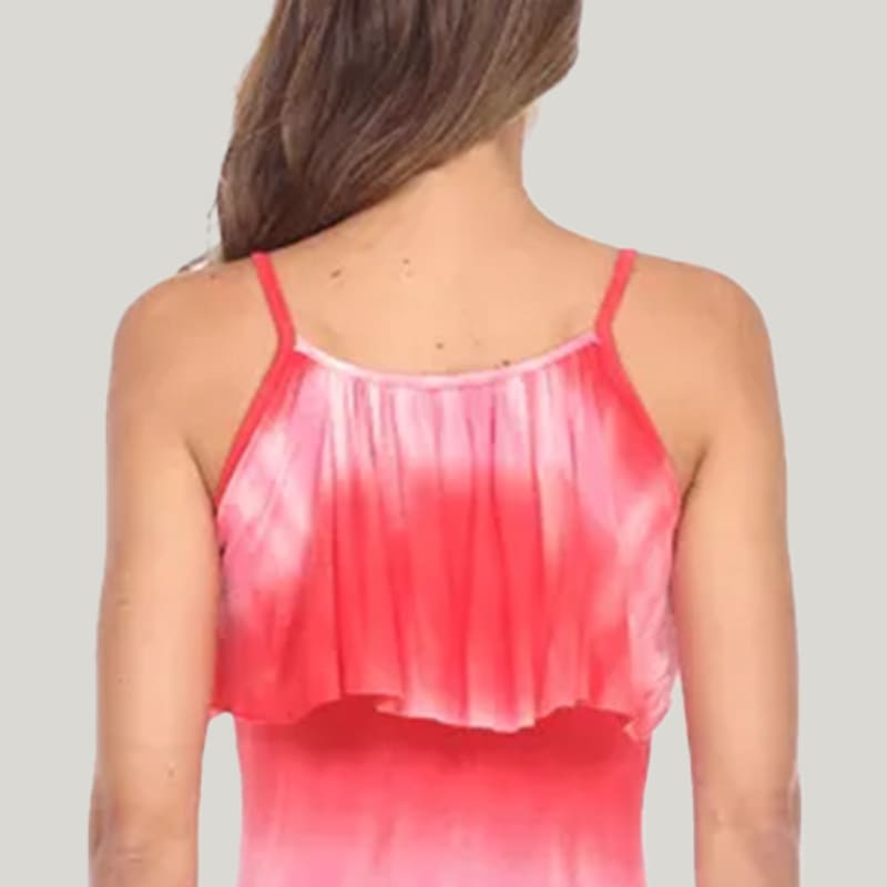 Fashionable Tie-Dye Fabric Maternity Nursing Sleep Cami Gowns With Slim Waist Side Slits
