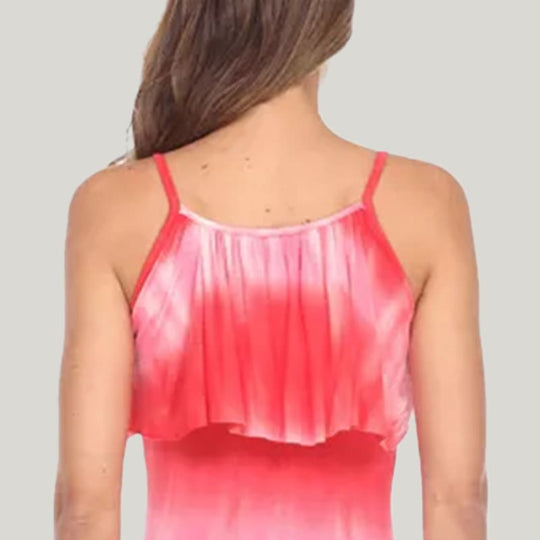 Fashionable Tie-Dye Fabric Maternity Nursing Sleep Cami Gowns With Slim Waist Side Slits