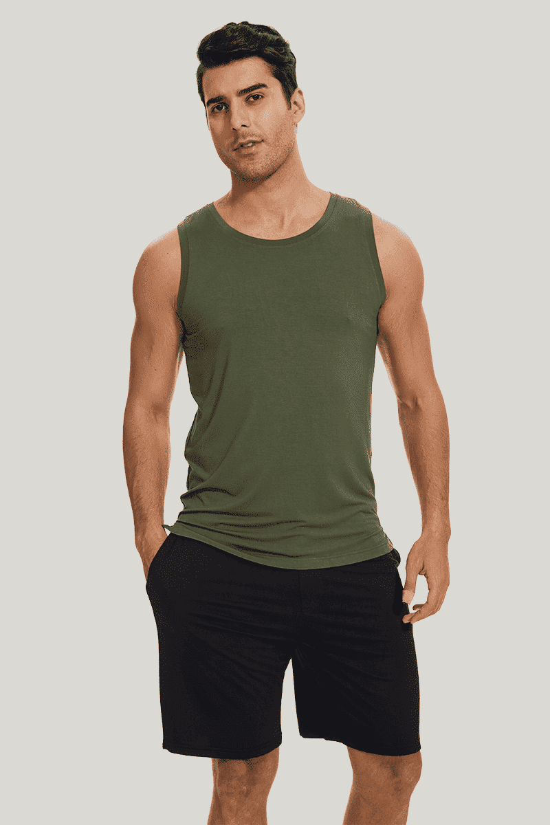 Men'S Bamboo Short-Sleeved Short Pants Knitted Jogger Pj Sets