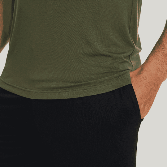 Men'S Bamboo Short-Sleeved Short Pants Knitted Jogger Pj Sets-2411290263
