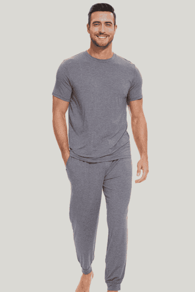 Men'S Bamboo Sleep Tee, Short-Sleeved And Long-Pants Sport Set