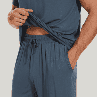 Men'S Bamboo Sleep Tee, Short-Sleeved And Long-Pants Sport Set- 2411290175