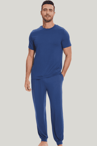 Men'S Bamboo Sleep Tee, Short-Sleeved And Long-Pants Sport Set- 2411290175