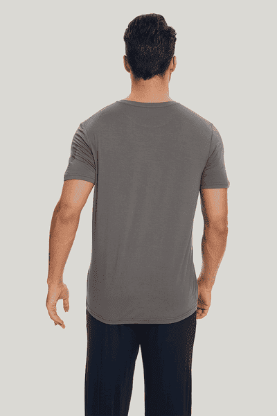 Men'S Bamboo Pj Sets, Short-Sleeved Long Pants Piping Pyjama