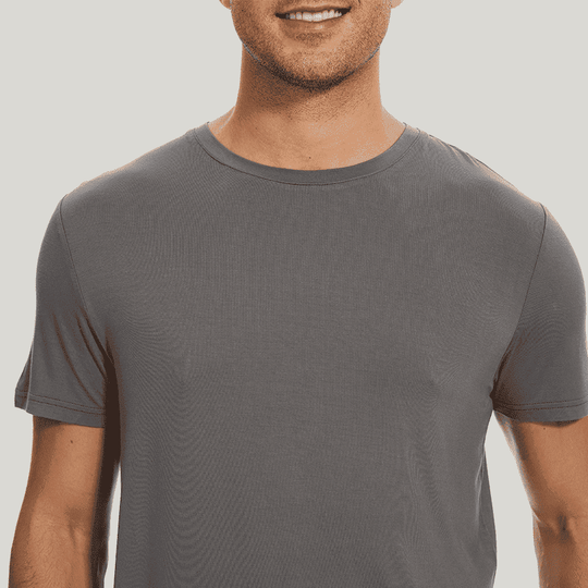 Men'S Bamboo Pj Sets, Short-Sleeved Long Pants Piping Pyjama