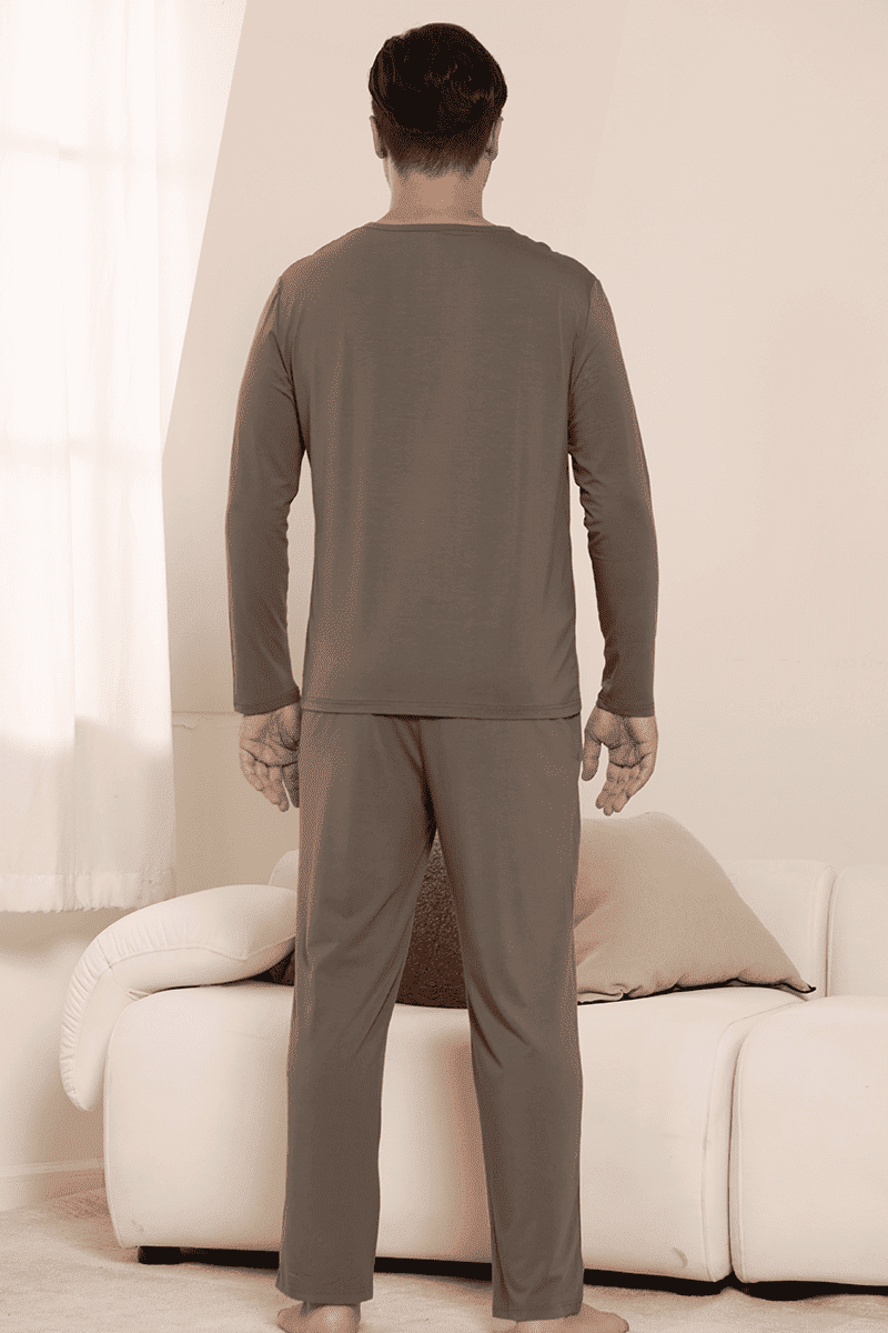 Men'S Long-Sleeved Long Pants Bamboo Pjs-2311740294