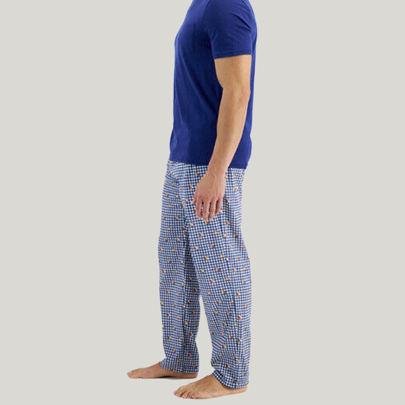 Soft And Comfortable Men'S Checkered Long Pajama Pants With Drawstring Bamboo Fiber Pajama Pants