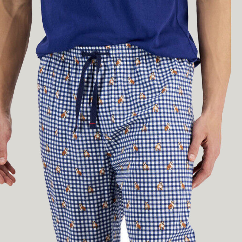 Soft And Comfortable Men'S Checkered Long Pajama Pants With Drawstring Bamboo Fiber Pajama Pants