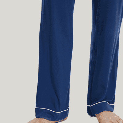 Men'S Bamboo Pj Sets, Short-Sleeved Long Pants Piping Pyjama-2413810120