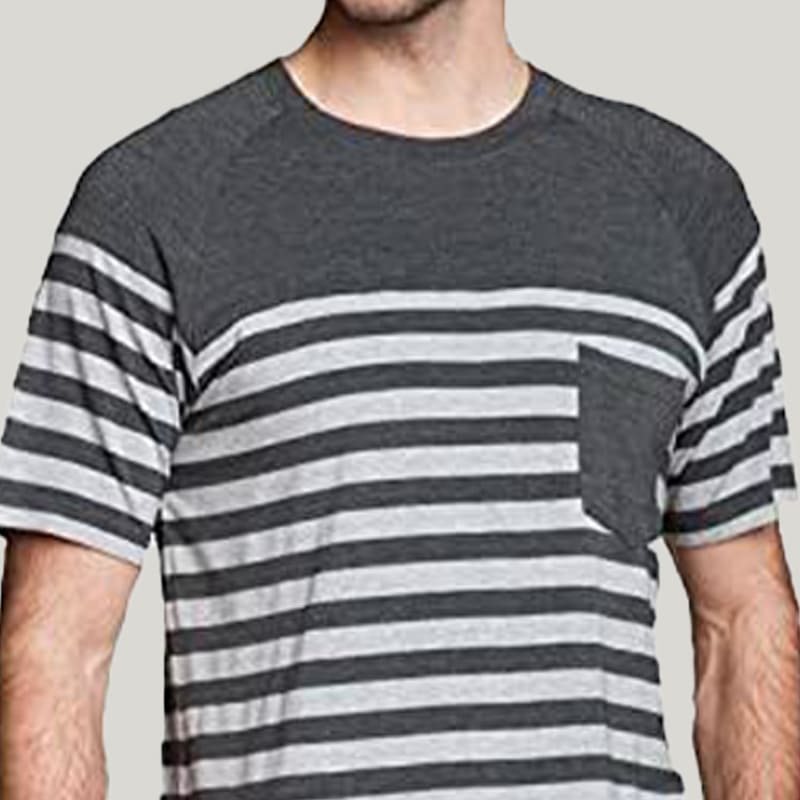 Striped Men's Bamboo PJ Shirt With Pockets, Men'S Bamboo Fiber Casual Nightshirts