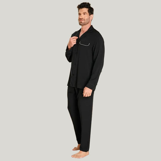 Classic Men'S Solid PJ Tops With Pockets, Bamboo Fiber Casual Nightshirts