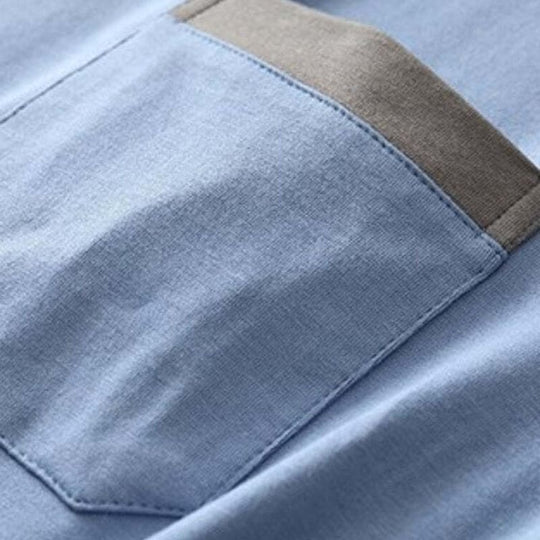 V-Neck Long-Sleeved Men's Bamboo PJ Shirt With Pockets, Bamboo Fiber Pajamas Tops