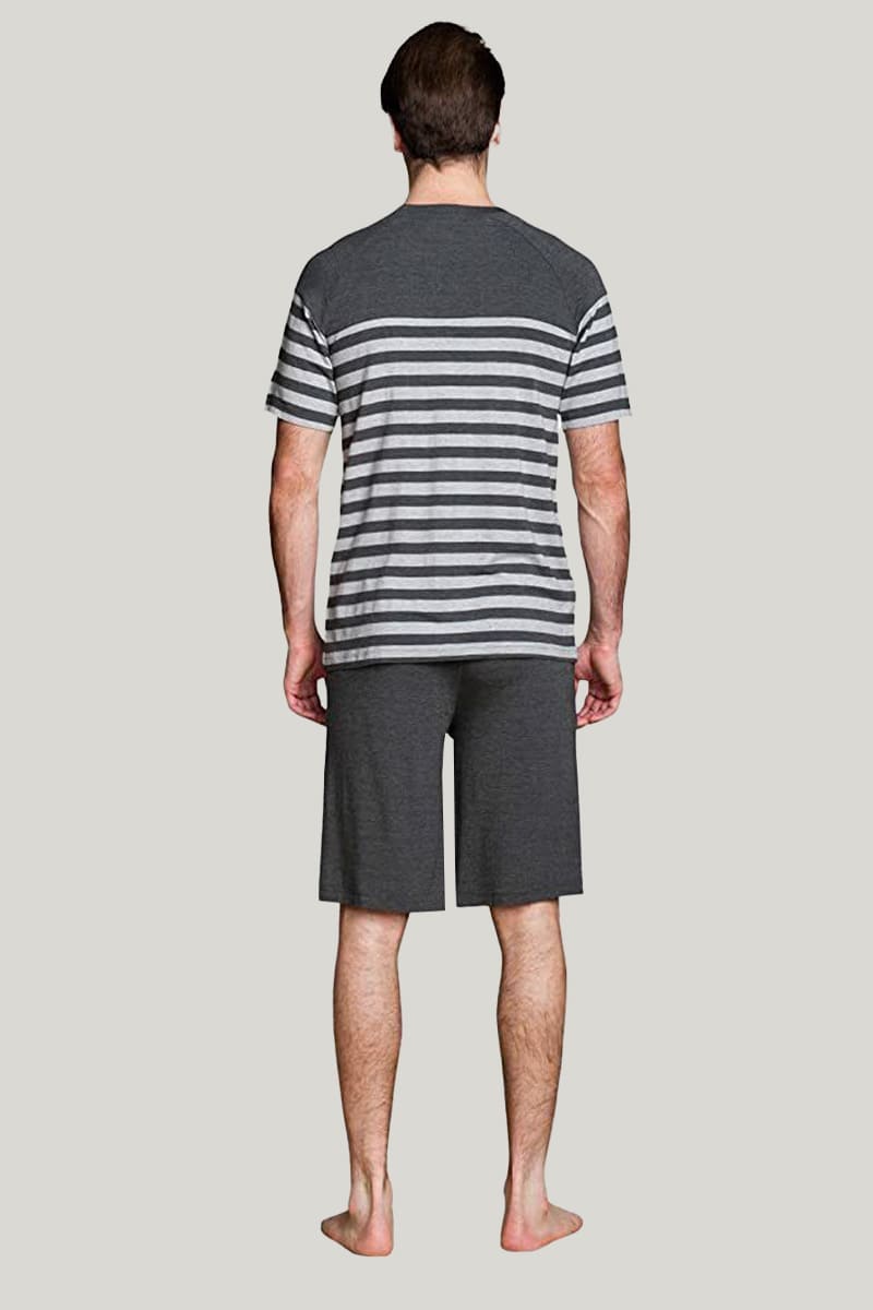 Striped Men's Bamboo PJ Shirt With Pockets, Men'S Bamboo Fiber Casual Nightshirts