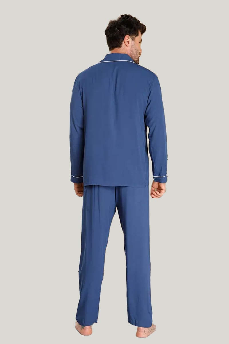 Classic Men'S Solid PJ Tops With Pockets Along The Welt, Bamboo Fiber Casual Nightshirts