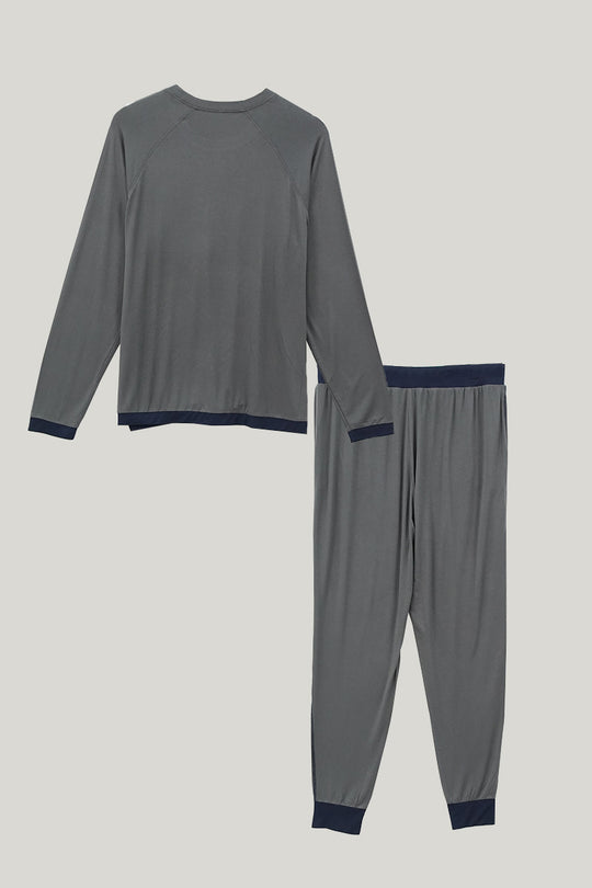 Men's Long Sleeved Long Bottom Pajama Set-2315500138