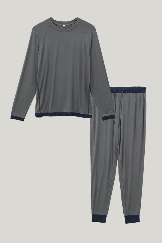 Men's Long Sleeved Long Bottom Pajama Set-2315500138