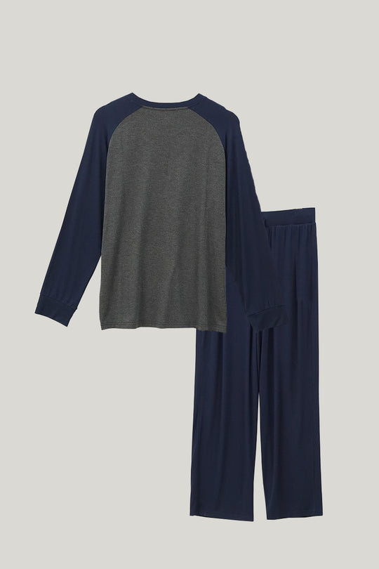 Men's Long Sleeved Long Pants Pajamas Set-2311290237