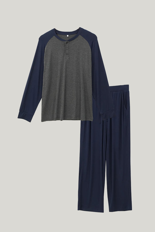Men's Long Sleeved Long Pants Pajamas Set-2311290237