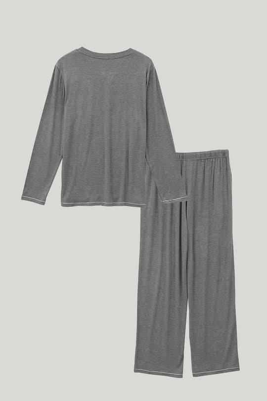Men's Long Sleeved Long Bottom Pajama Set-2315500123