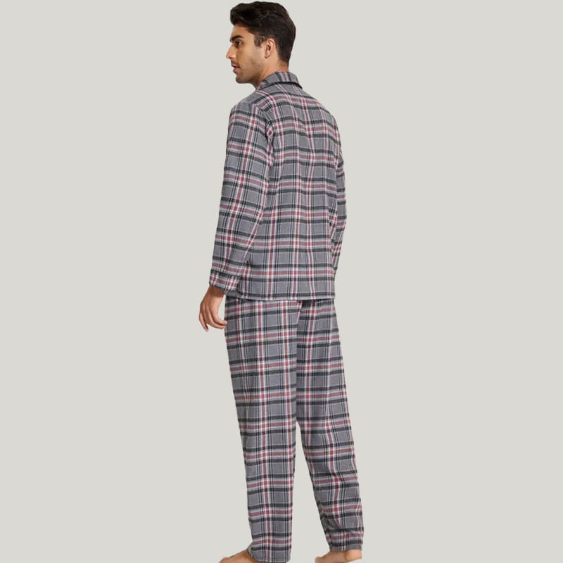 Classic Men'S Checked Cotton Men's Bamboo PJ Shirt, Fine Workmanship Men's Sleepwear With Pockets