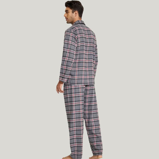 Classic Men'S Checked Cotton Men's Bamboo PJ Shirt, Fine Workmanship Men's Sleepwear With Pockets