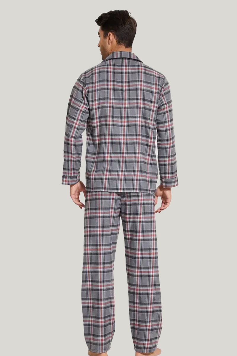 Classic Men'S Checked Cotton Men's Bamboo PJ Shirt, Fine Workmanship Men's Sleepwear With Pockets
